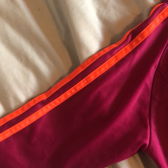 Pink & orange adidas zip up with 2 pockets - Picture 3 of 7